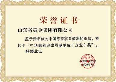 中华慈善突出贡献单位(企业)奖